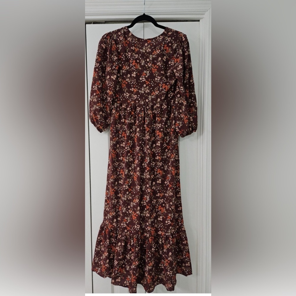 Lush‎ Brown Floral Long Sleeve Dress